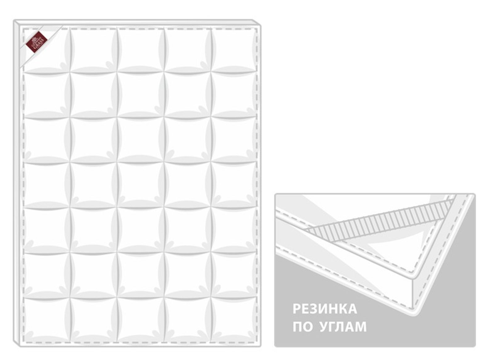 Перина полупуховая DOUBLE COMFORT GRASS 180x200 с бортиком 10 см