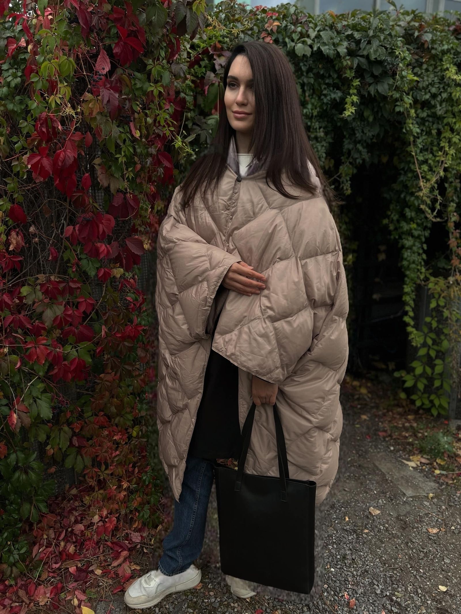 Дорожный плед-пончо пуховый Travel Cape Plaid Grass LATTE 130x170 вид 3