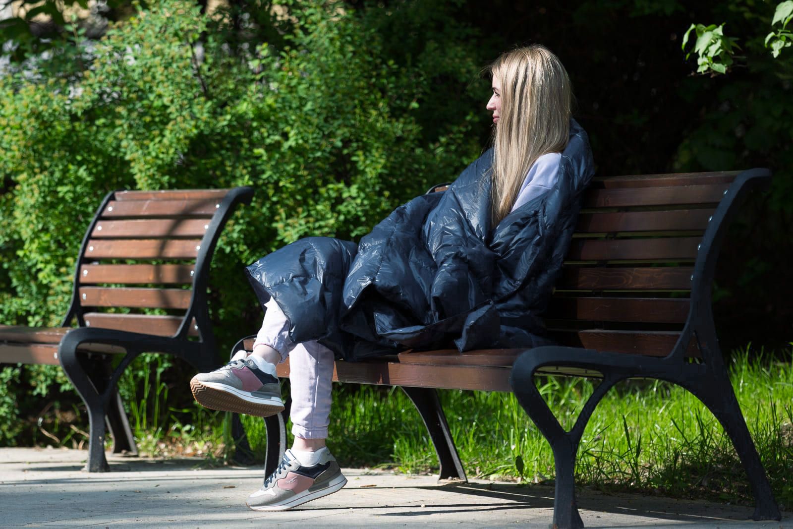 Дорожный плед-одеяло пуховый Travel Plaid Grass Indigo 140x200 вид 3