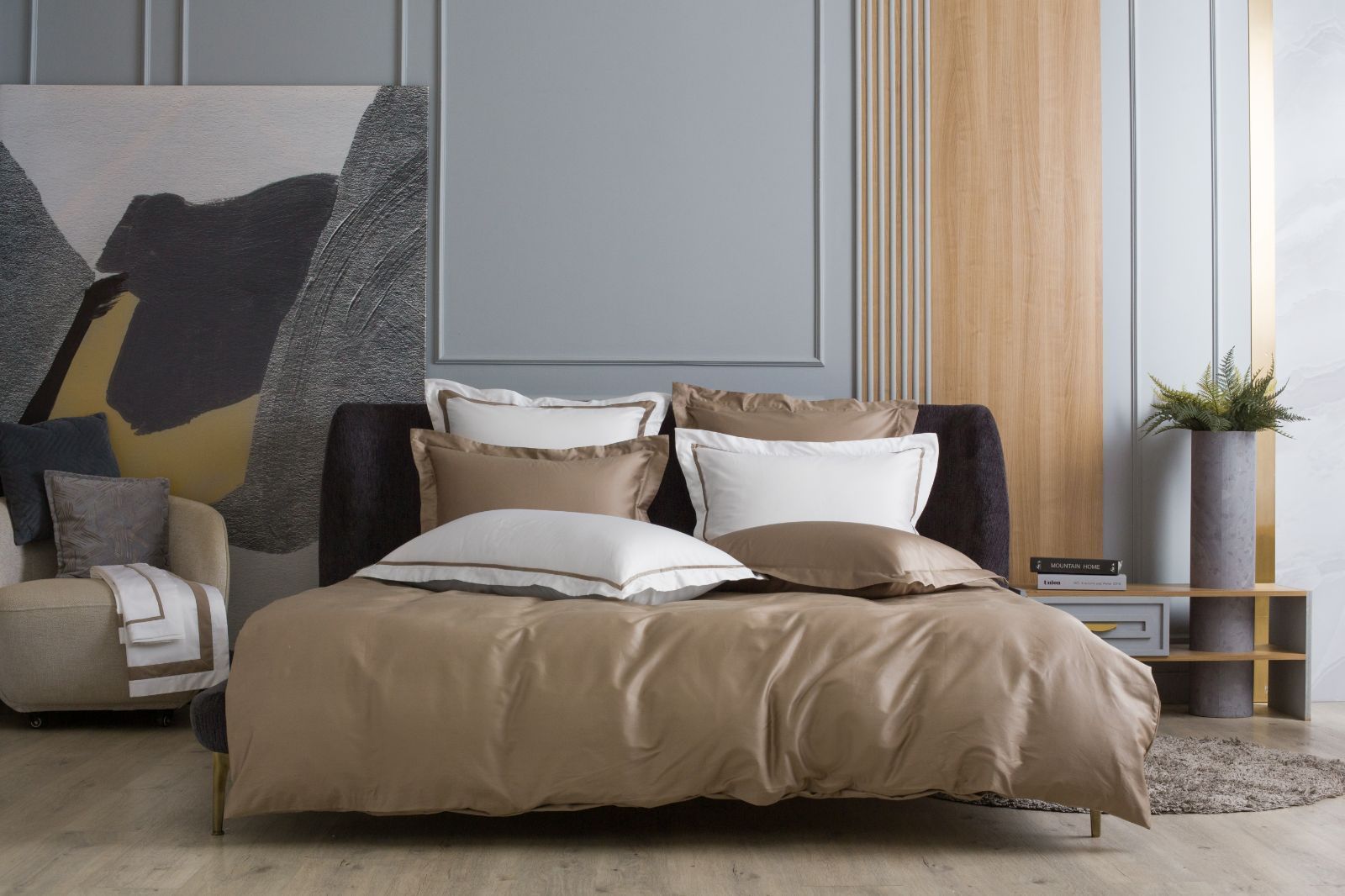 Наволочки с узкой отделкой Alpine Caramel Beige Allure Grass 70х70 (2шт)