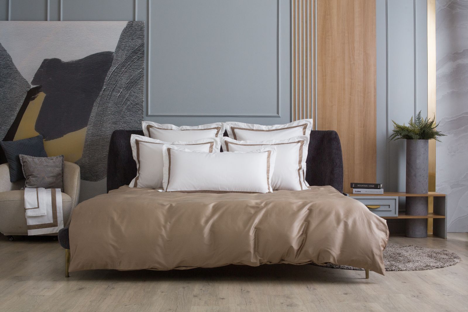 Наволочки с широкой отделкой Alpine Caramel Beige Allure Grass 70х70 (2шт)