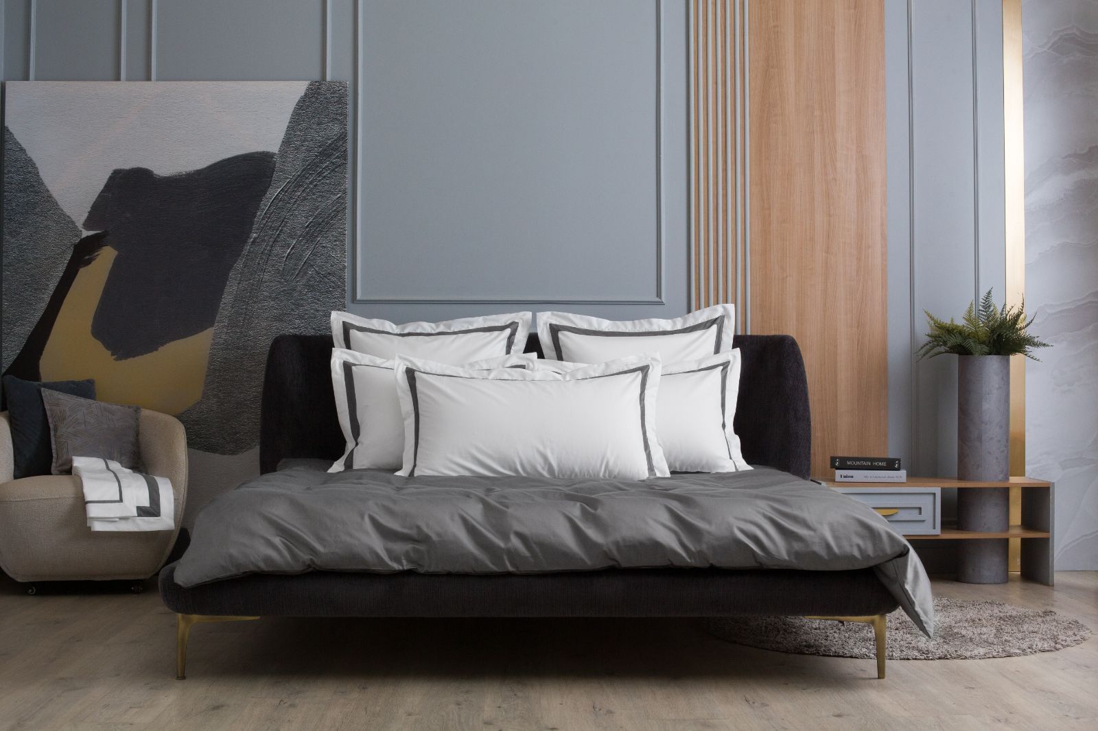 Наволочки с широкой отделкой Alpine Graphite Allure Grass 50х70 (2шт)