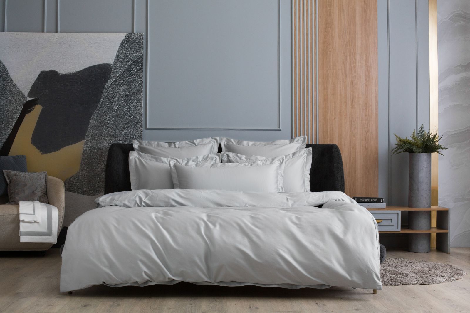 Простыня на резинке Ash grey Allure Grass 160х200x40