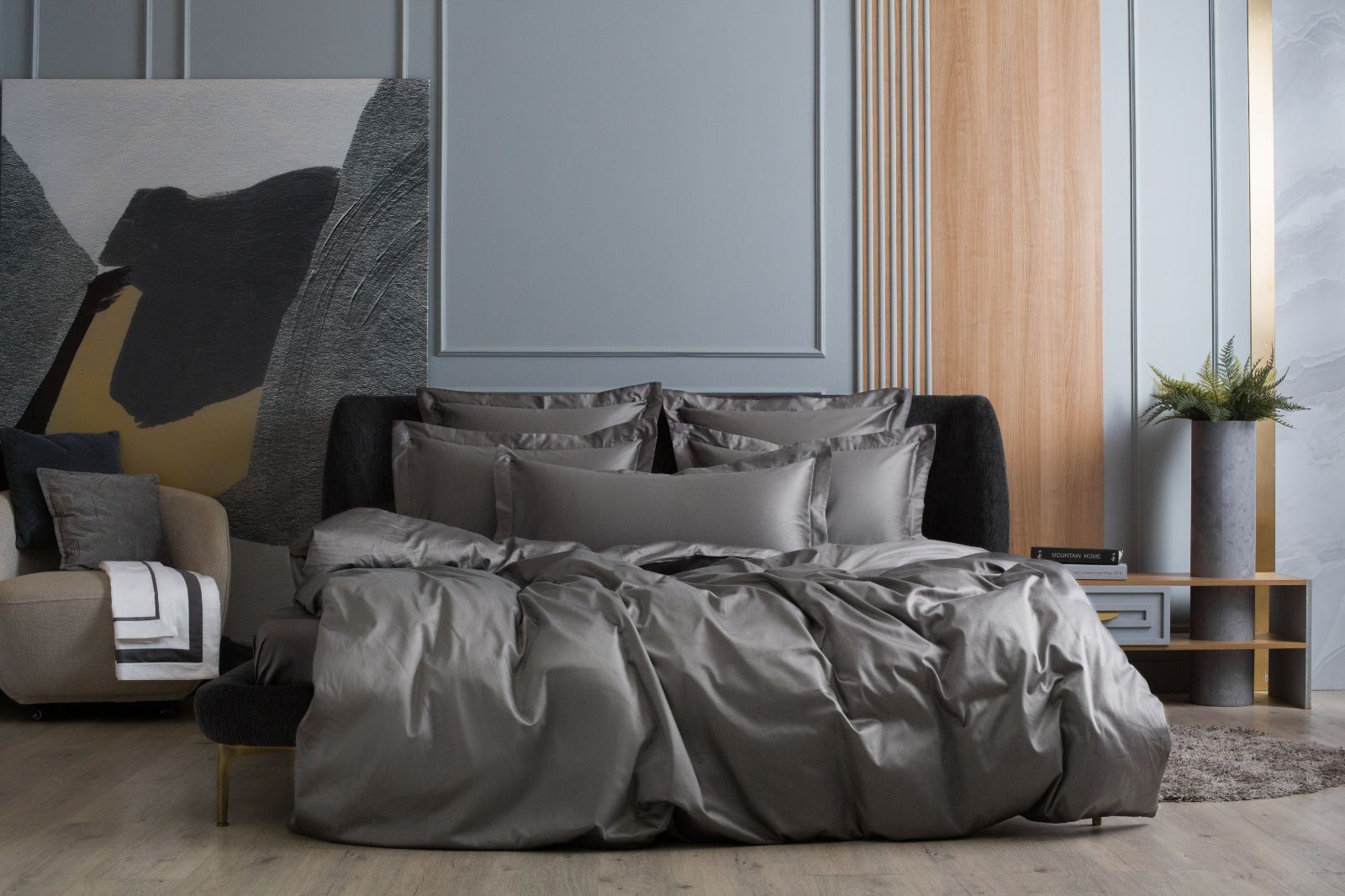 Простыня на резинке Graphite Allure Grass 140х200x40