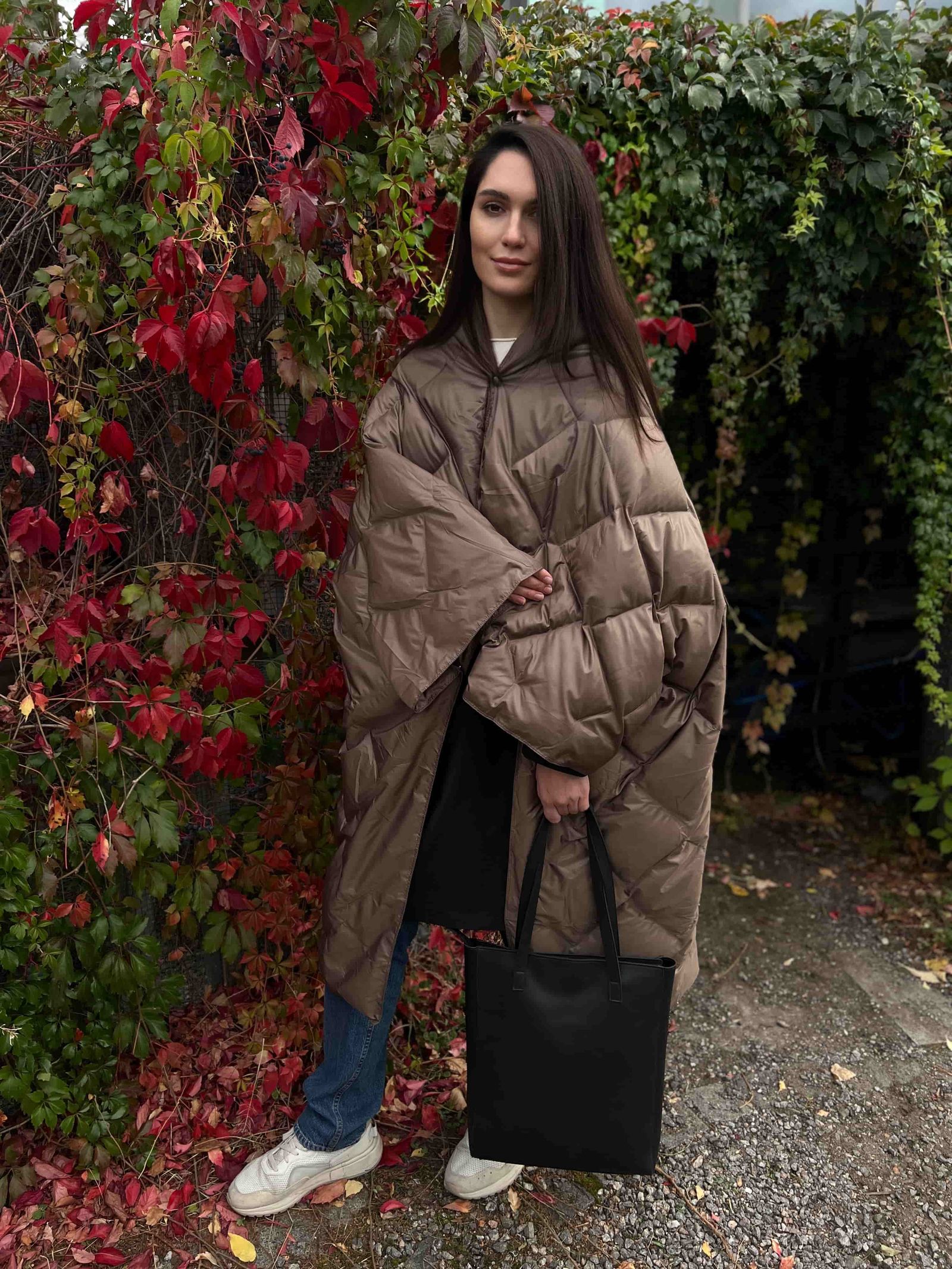 Дорожный плед-пончо пуховый Travel Cape Plaid Grass BEIGE 130x170 вид 3