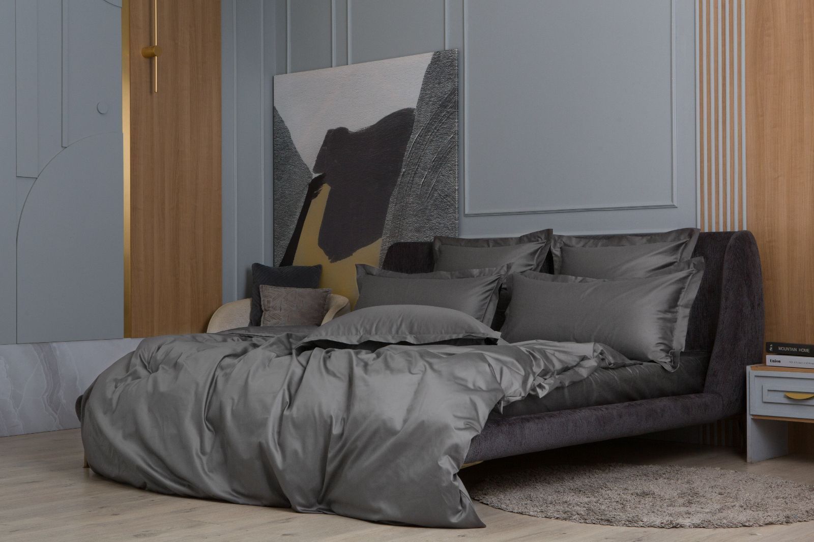 Простыня на резинке Graphite Allure Grass 180х200x40 вид 3