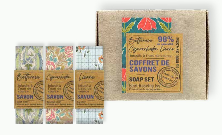 COFFRET 1 Мыло твердое, набор 3 шт*100 гр Betterave + Cynorrhodon + Lierre