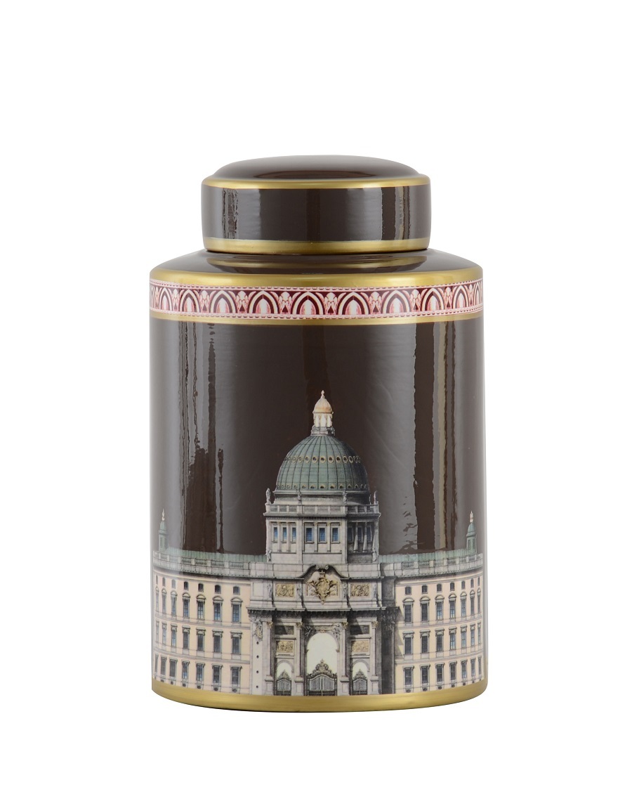 BERLIN PALACEВаза с крышкой, коричневый, D18x30h, керамика