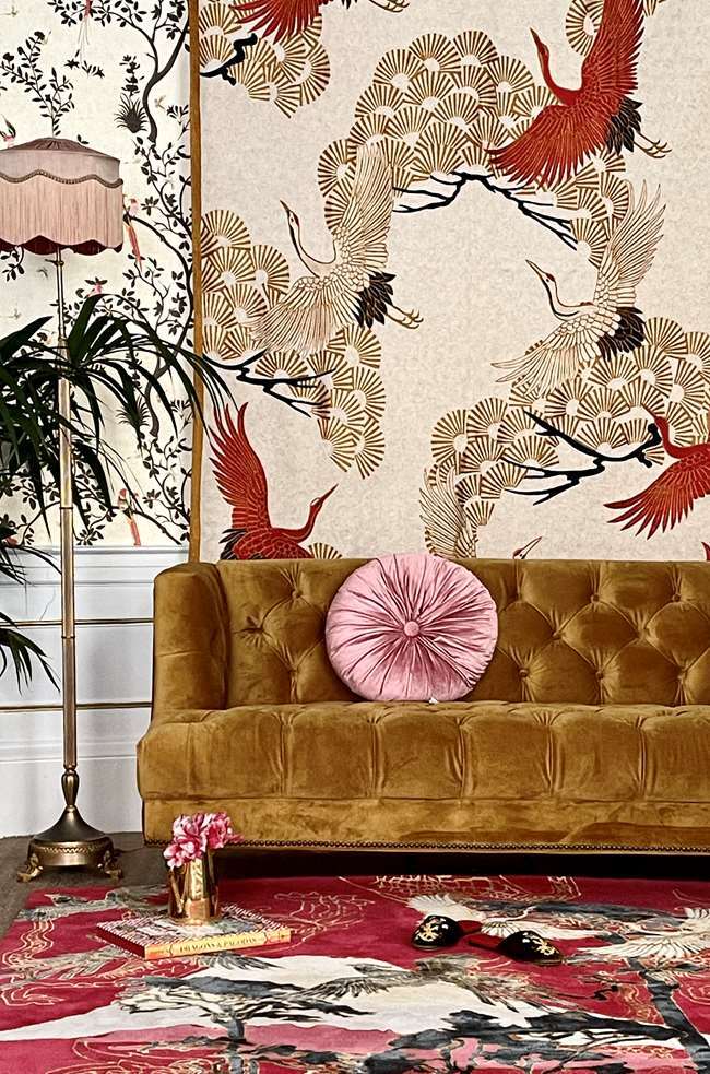 Cranes In TreesКовер 274х183 ручной тафтинг, шерсть +тенсель, высота ворса 13 мм