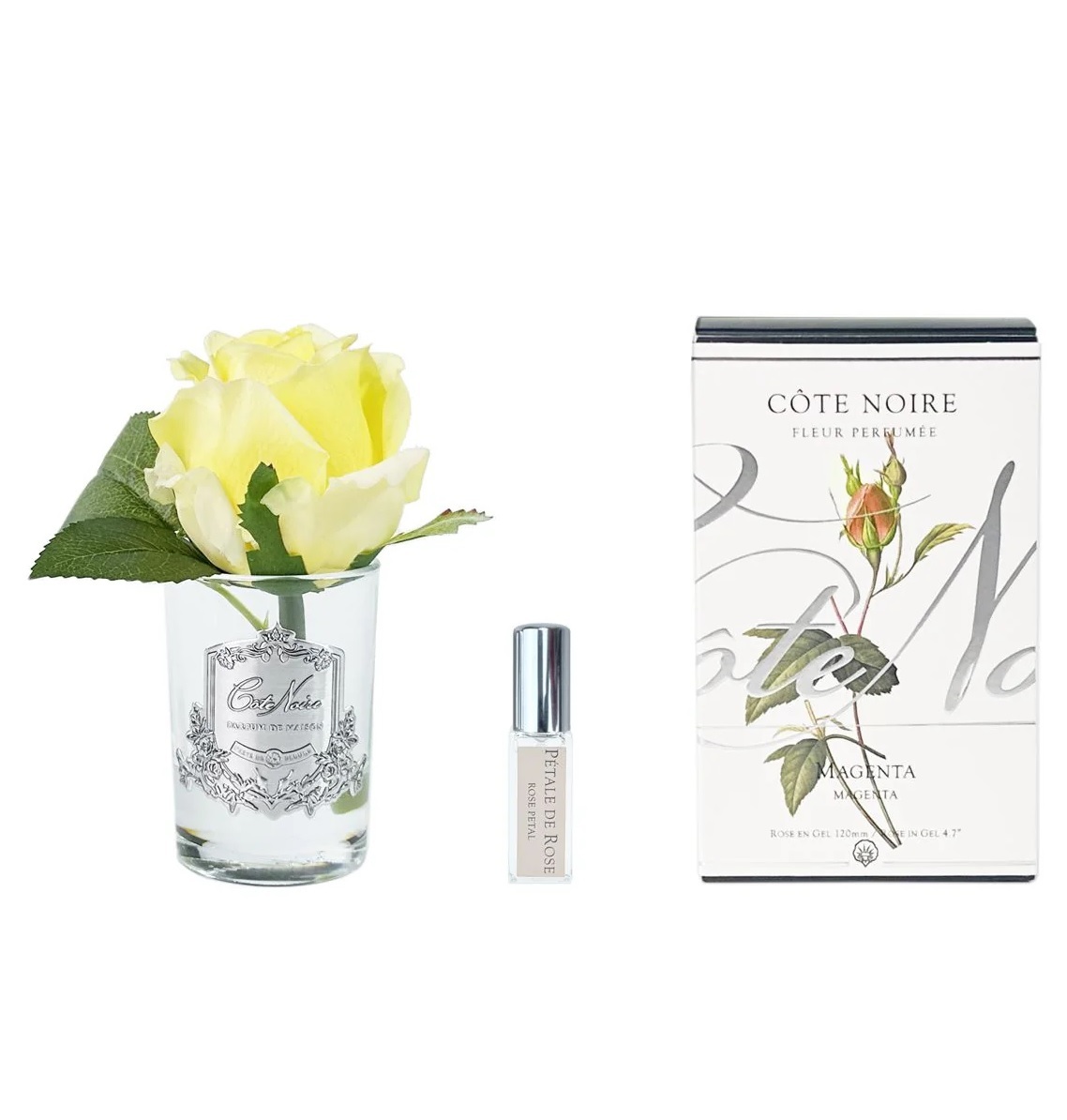 Бутон розы диффузор ROSE BUD yellow, желтый, прозрачная ваза, 1 спрей 5 мл ВхШхД 13