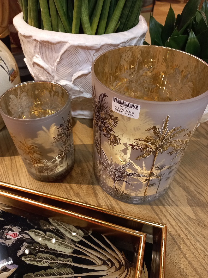 PALMTREESВаза для свечи, золотой, стекло D18x24h