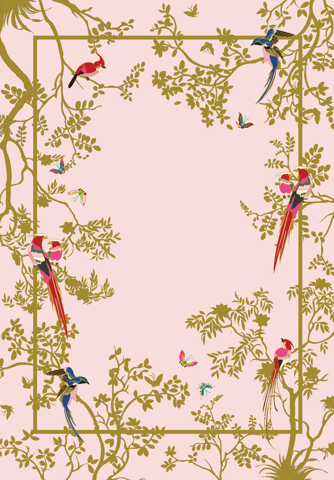 Herringbone Florals Pink & GoldКовер 274х183 ручной тафтинг, шерсть +тенсель, высота ворса 13 мм