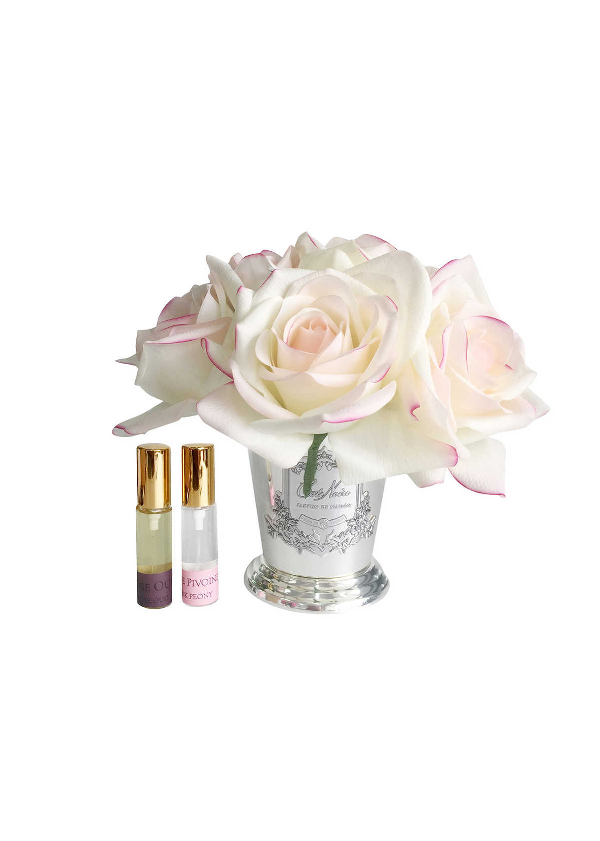 SEVEN ROSE Pink blush Букет роз цвет бледно розовый , ваза металл, 2 спрея ВхШхД 21х17х17 см