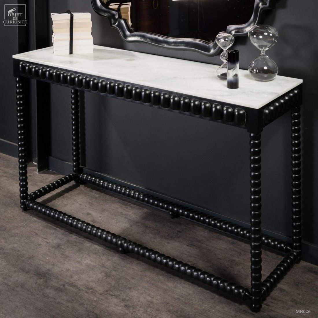 Black console white marble Консоль 130х40 Н 84 см, дерево, белый мрамор