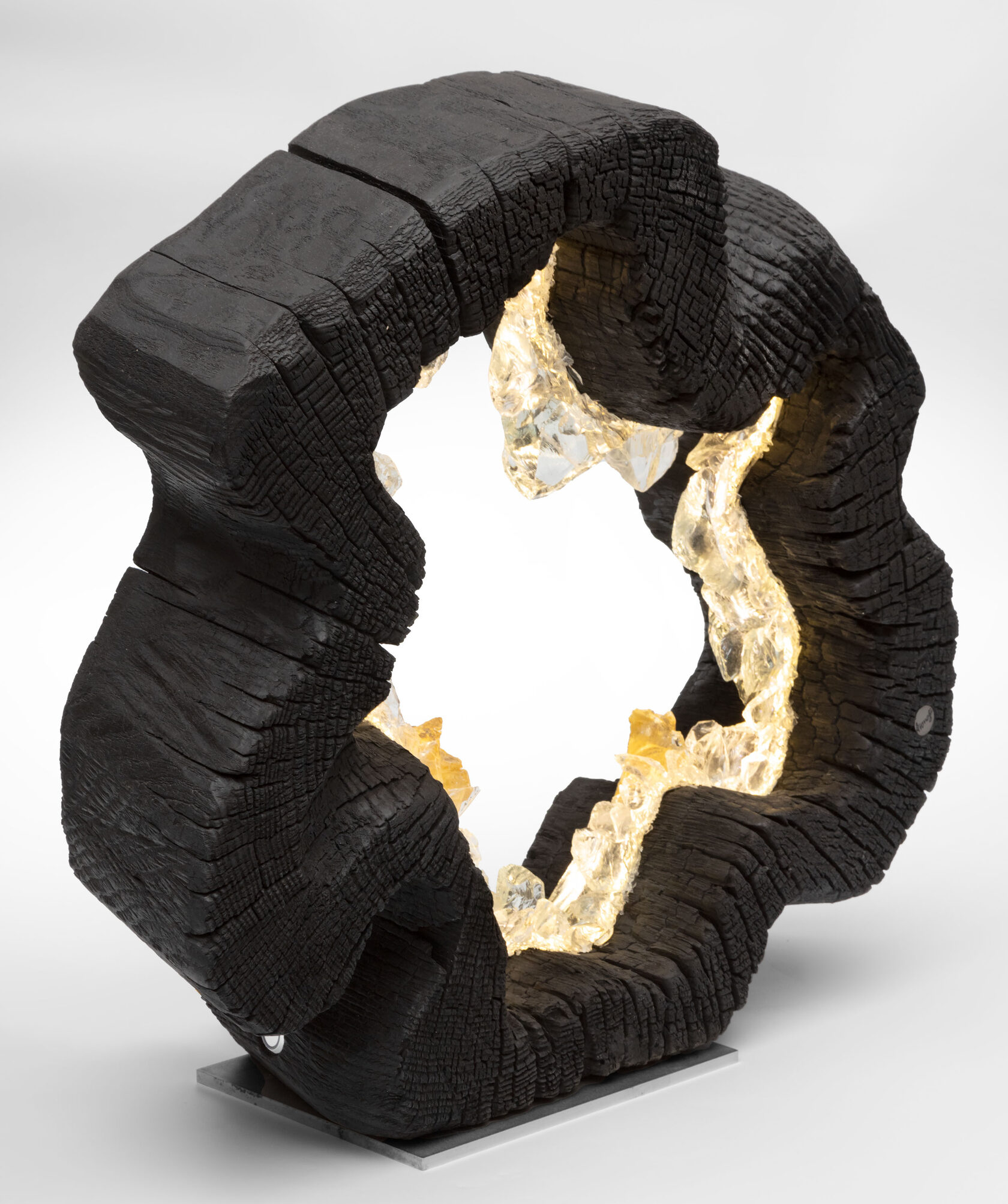 Светильник декоративный BLACK RING, 50х50х15 см, дерево, стекло, золото, ручная работа