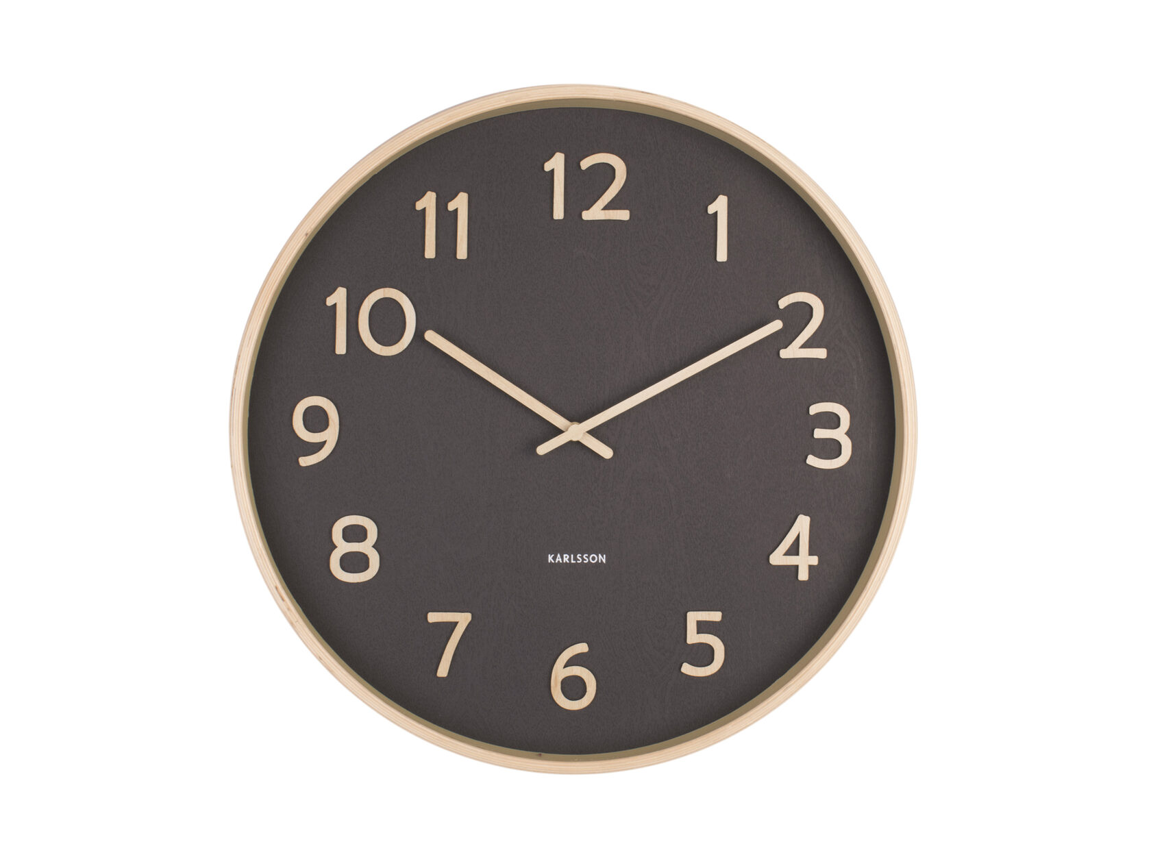 Часы настенные Karlsson PURE black, черный, дерево американская липа, 40х40х4,5см, бесшумный механи