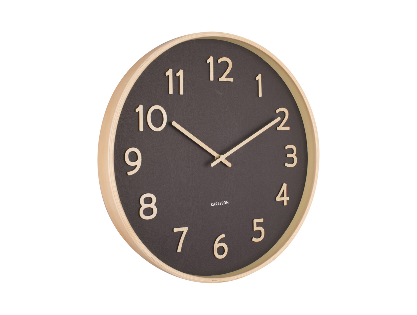 Часы настенные Karlsson PURE black, черный, дерево американская липа, 40х40х4,5см, бесшумный механи