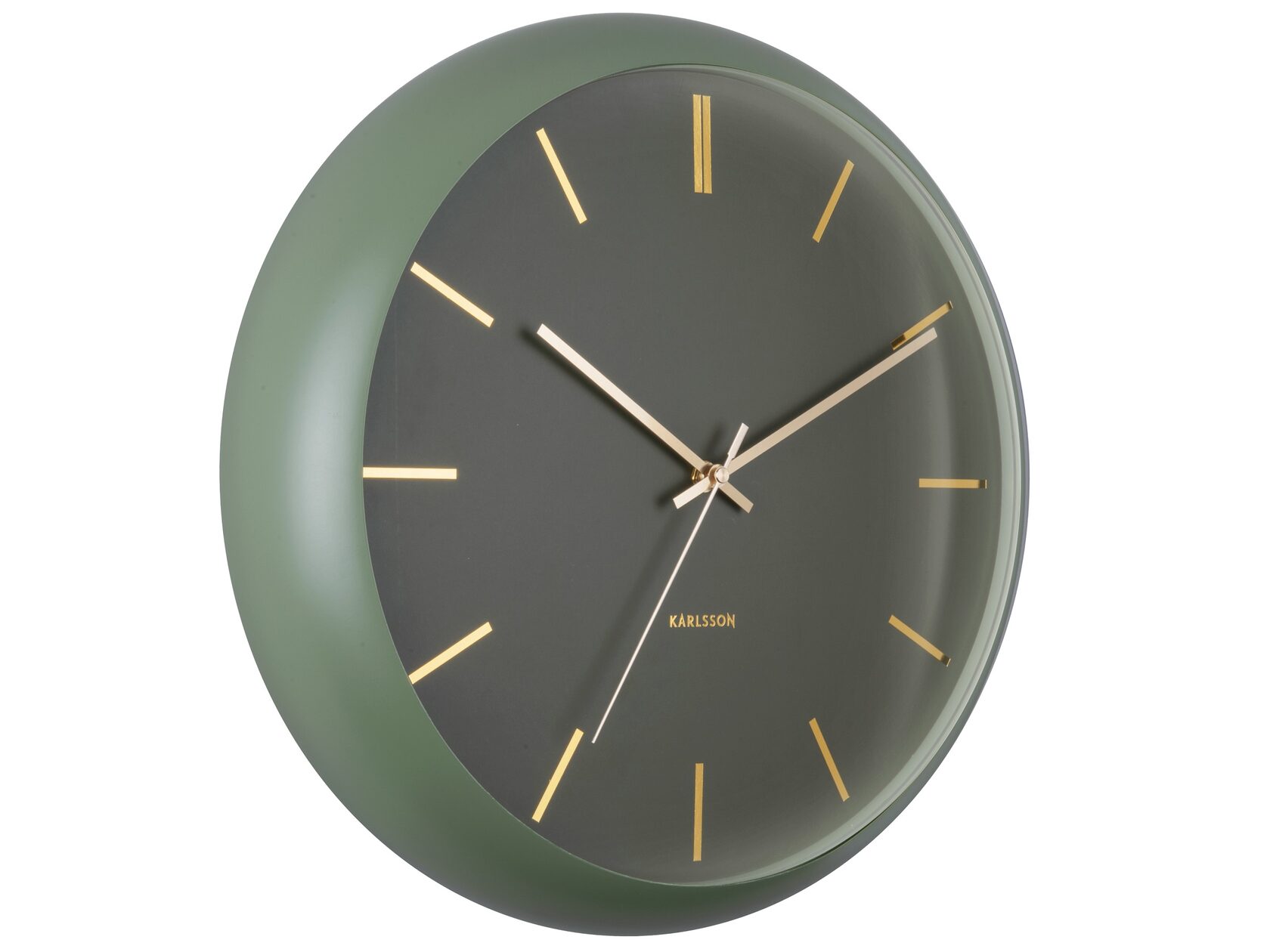 "Часы настенные Karlsson GLOBE green, зеленый, металл, стекло 40х40х12 см, бесшумный механизм, бата