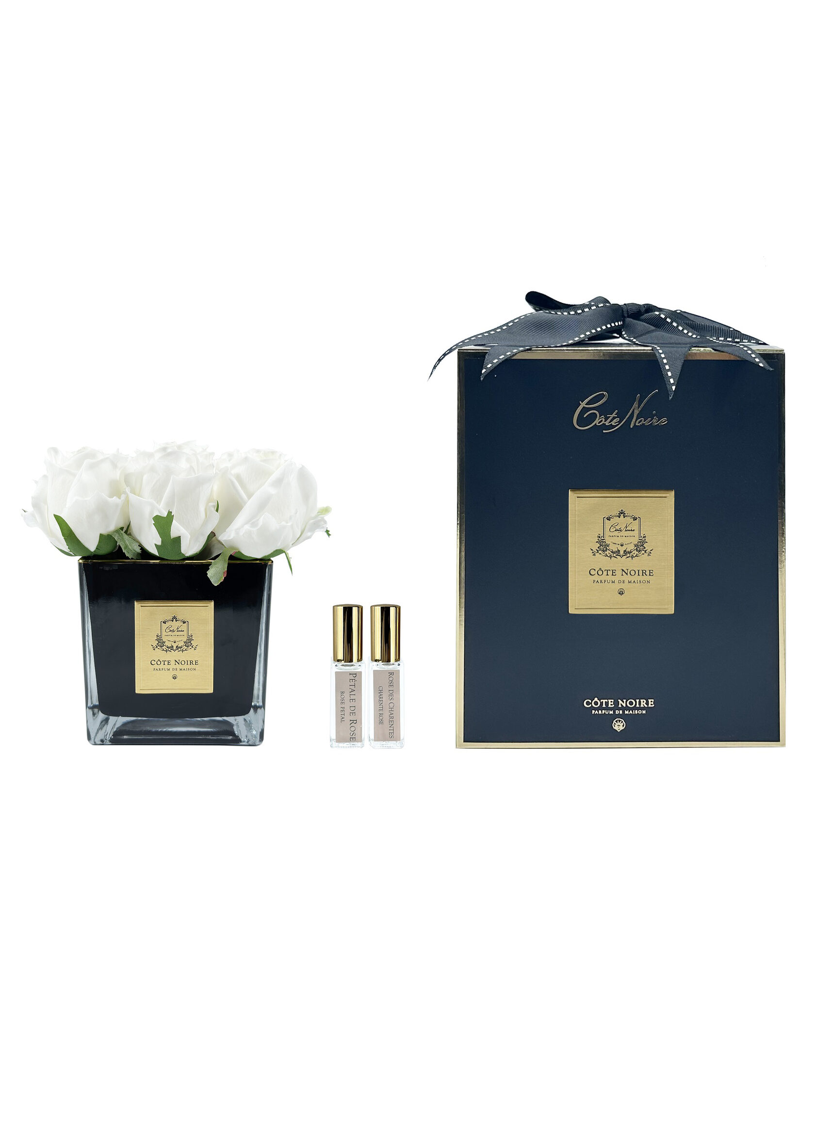 SQUARE 9 ROSE ivory blackБукет 9 роз, цвет слоновая кость, квадратная черная ваза