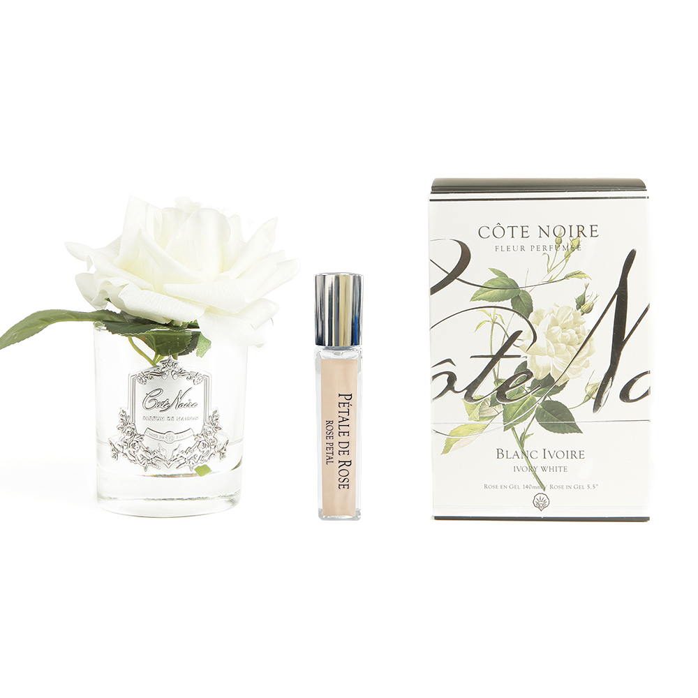 Роза-диффузор FRENCH ROSE ivory, слоновая кость, прозрачная ваза, 1 спрей 10мл