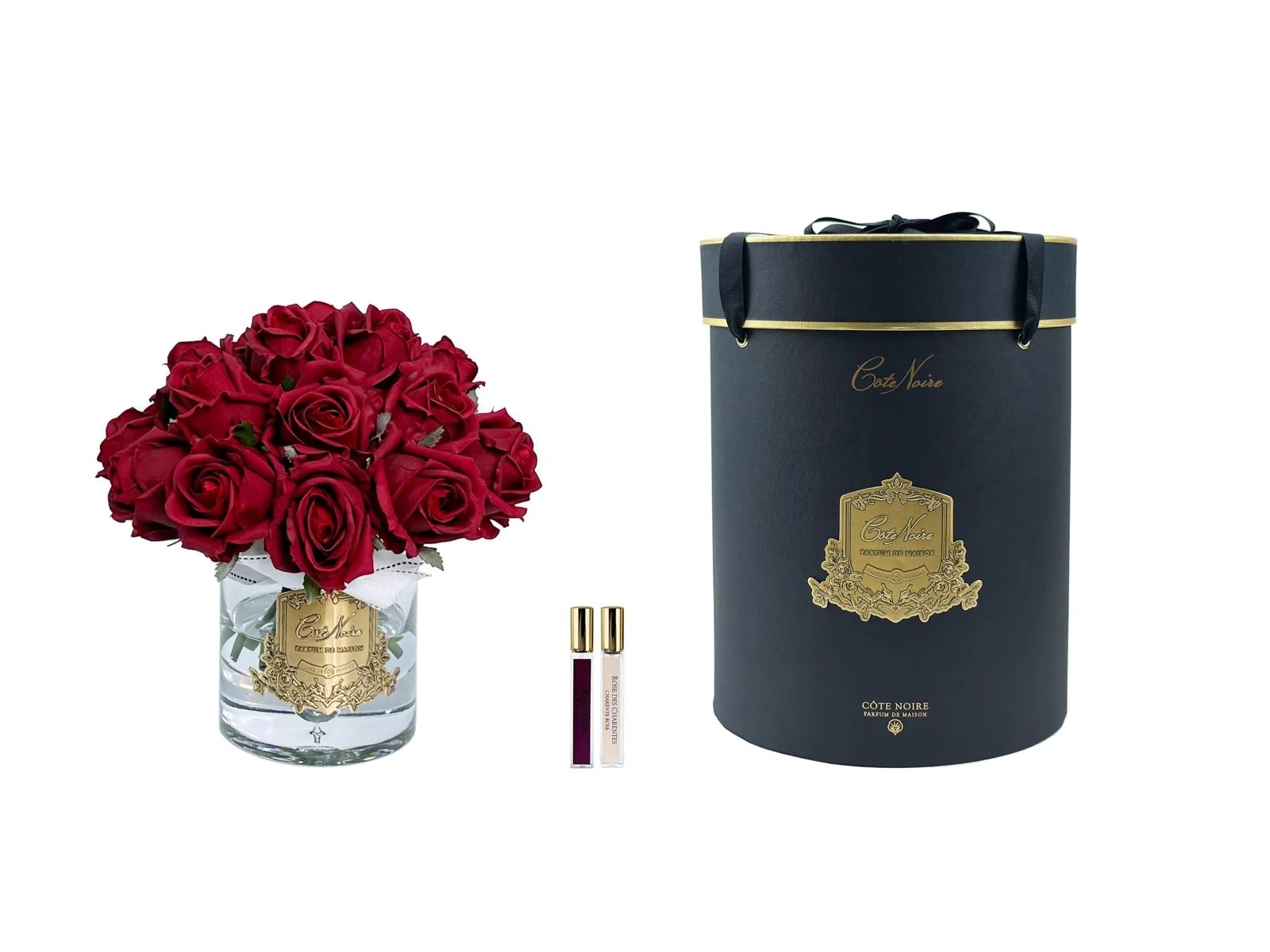 GRAND ROSE BUDS BOUQUETБольшой букет из бутонов роз, 2 спрея по 10 мл, красный, золотой декор