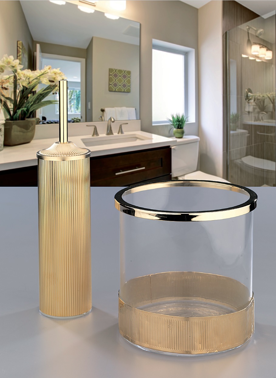 Ершик Cre Art Bath England, диам 8 H.36 , латунь, покрытие золото 24к