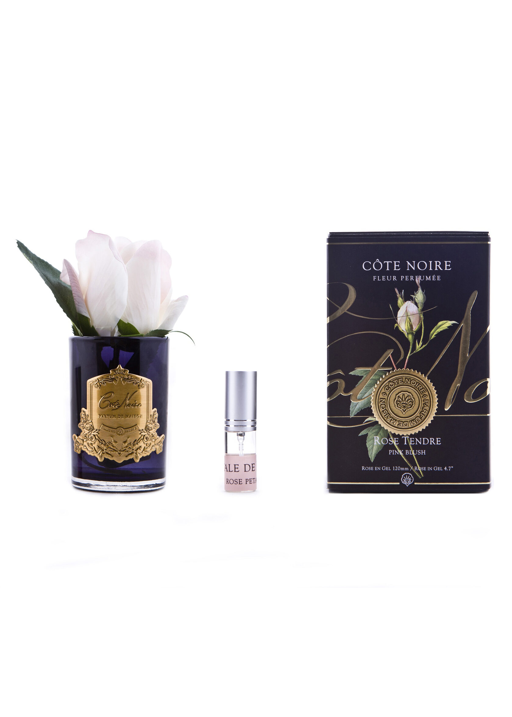 Бутон розы диффузор ROSE BUD blush, светло-розовый, черная ваза, 1 спрей 5мл