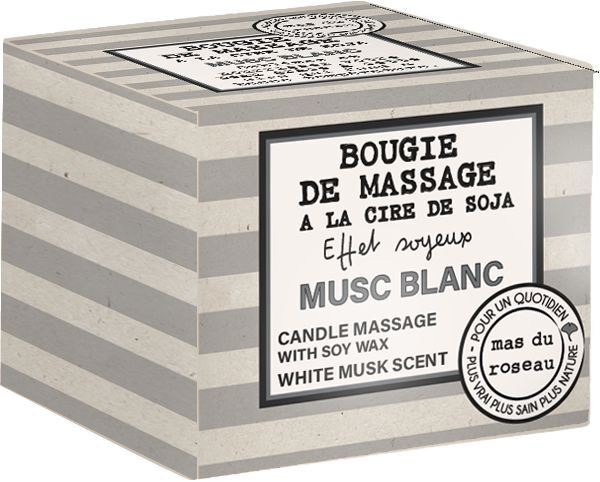 MUSC BLANC Свеча массажная 3 в 1, соевый воск, аромат белый мускус, 100 гр