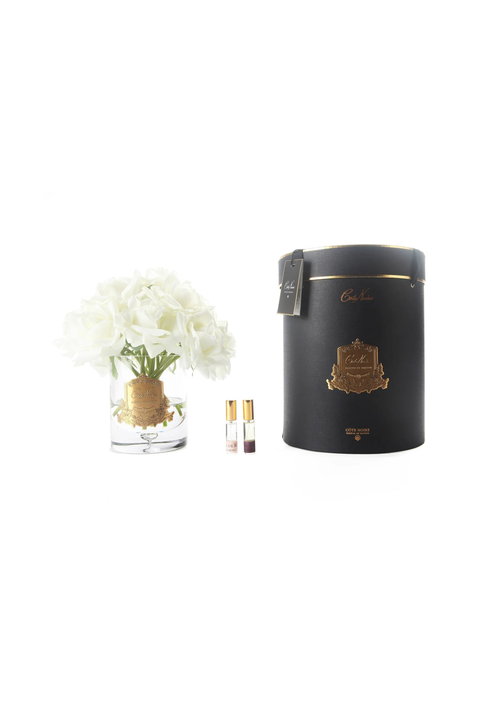 GRAND BOUQUET white BLACK BOX GOLDБольшой букет роз, 2 спрея по 10 мл, белый, ВхШхД 32х26х26 см