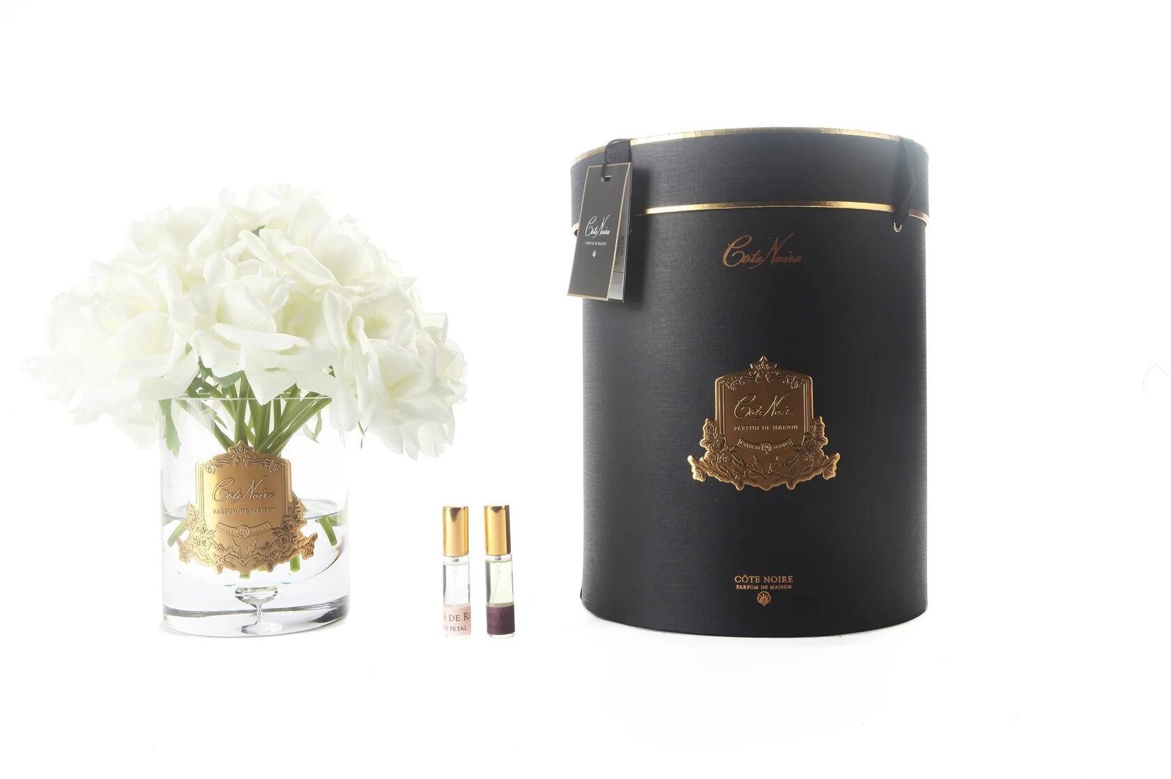 GRAND BOUQUET white BLACK BOX GOLDБольшой букет роз, 2 спрея по 10 мл, белый, ВхШхД 32х26х26 см