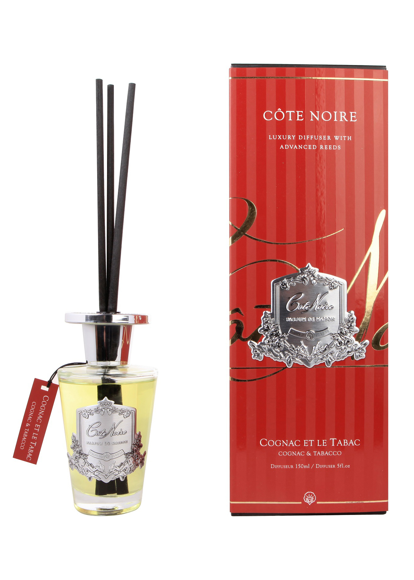 COGNAC ET LE TABAC Диффузор, серебряный декор, 150 мл, ВхШхД 30х10,5х10,5 см
