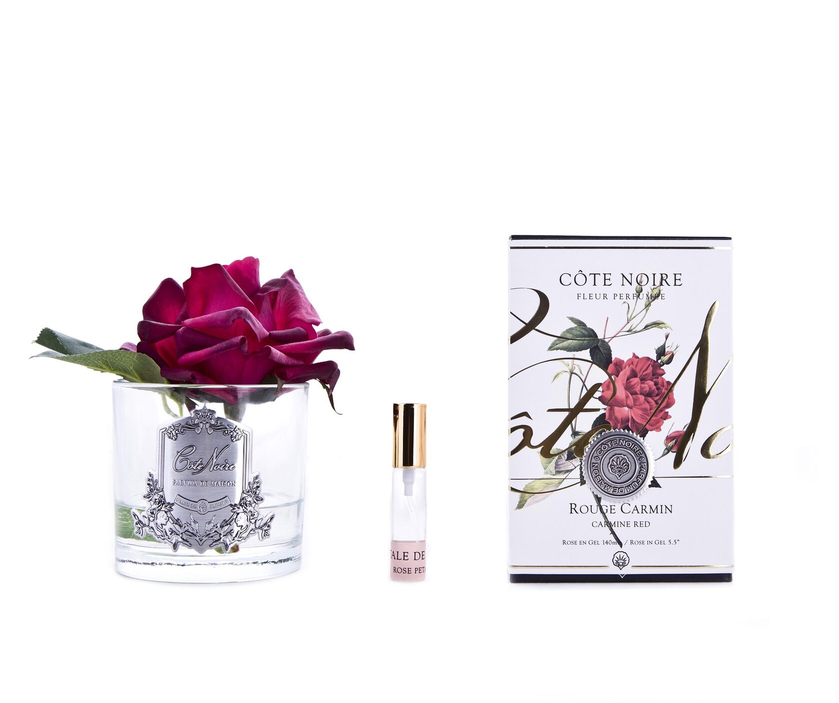 Роза-диффузор FRENCH ROSE carmine red, красный, прозрачная ваза, 1 спрей 10 мл