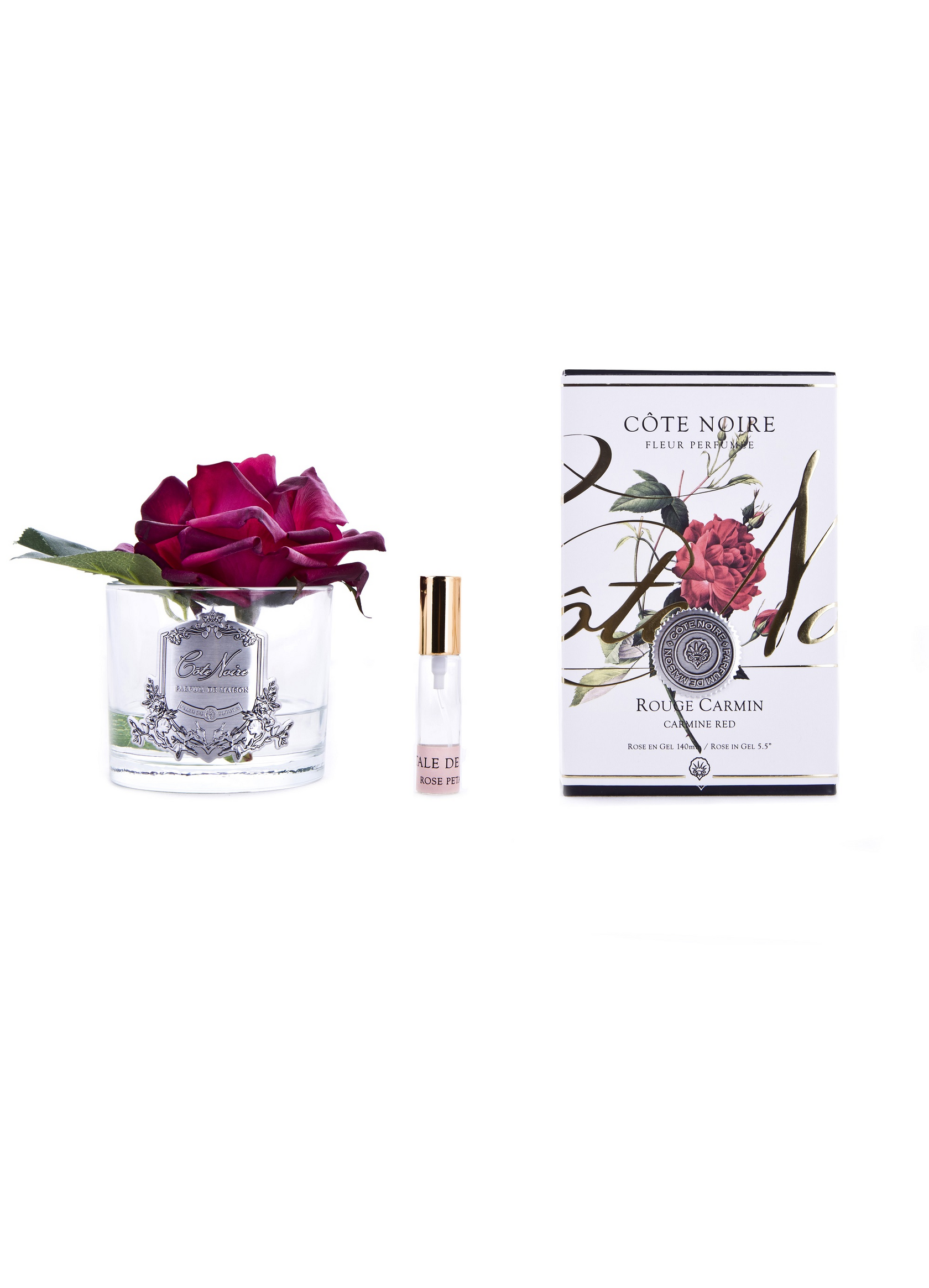 Роза-диффузор FRENCH ROSE carmine red, красный, прозрачная ваза, 1 спрей 10 мл