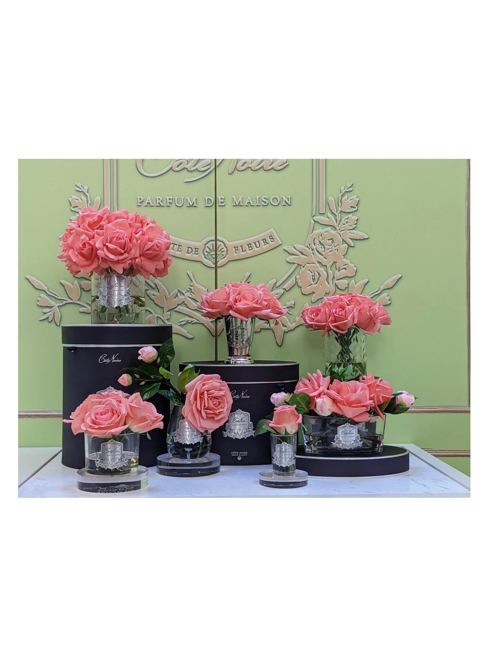 FIVE ROSE white peach Букет из 5 роз ароматизированный, цвет коралловый, прозрачный, 2 спрея по 5 мл