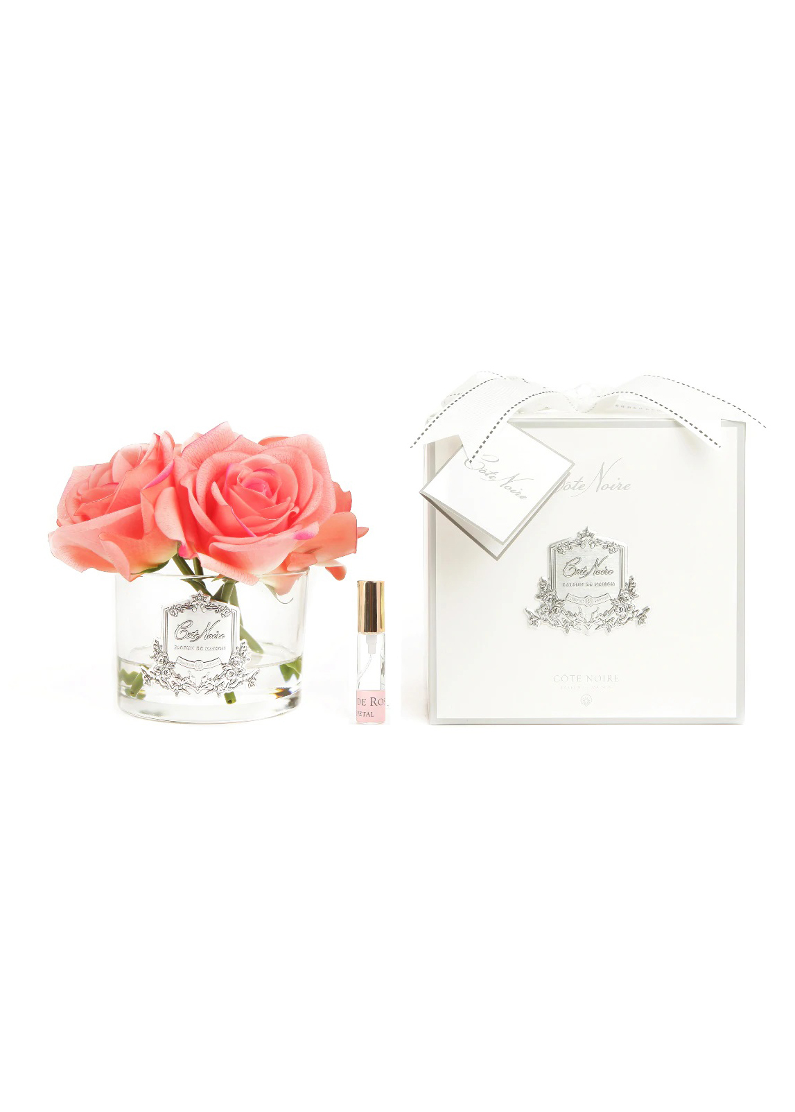 FIVE ROSE white peach Букет из 5 роз ароматизированный, цвет коралловый, прозрачный, 2 спрея по 5 мл