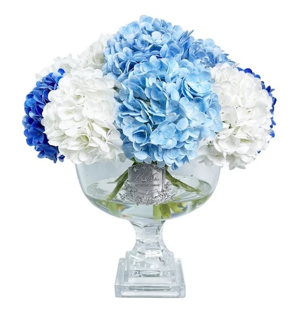 Provence Hydrangea BouquetБукет гортензий, голубой, 2 спрея по 10 мл, H.45 серебряный декор