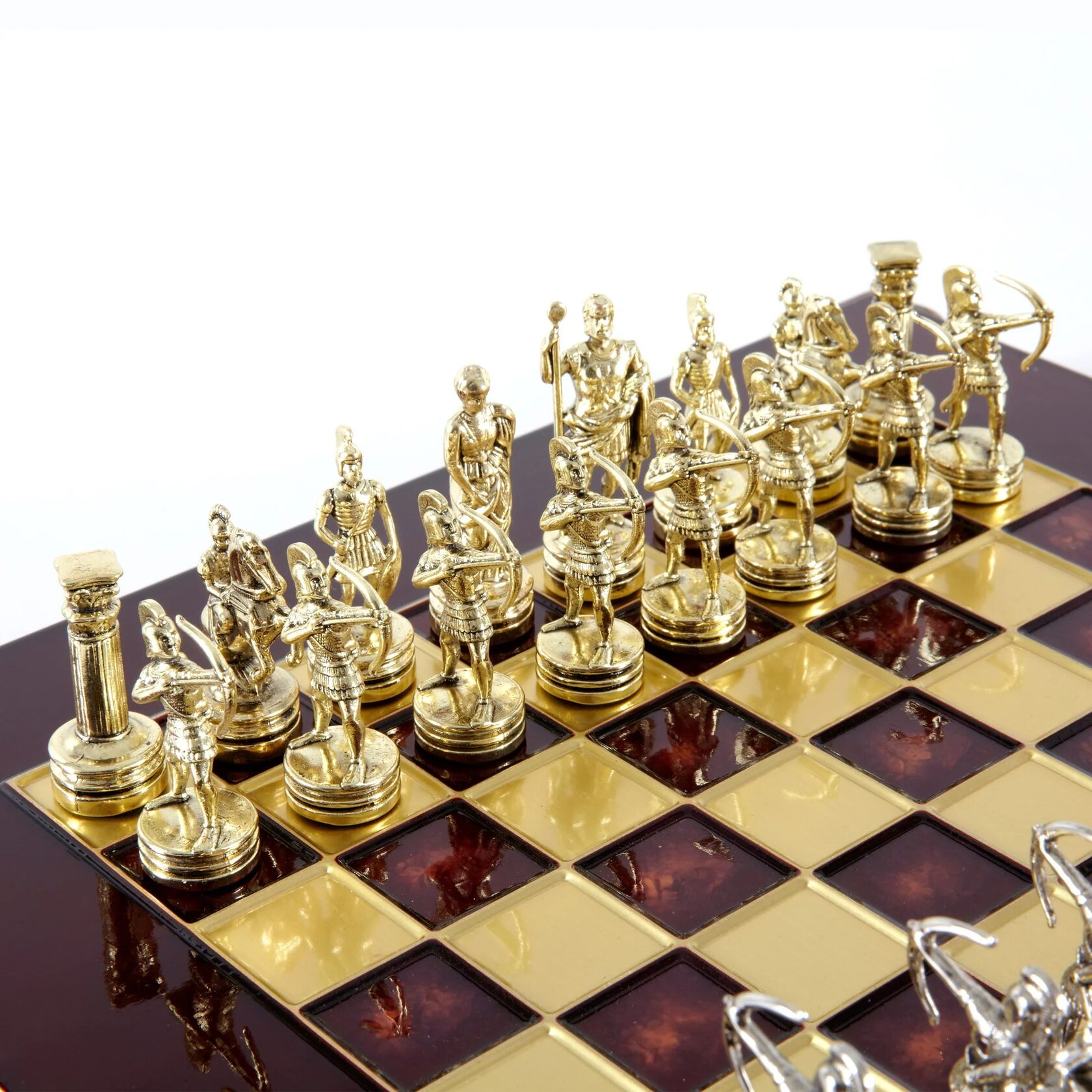 Luxury Archers ChessШахматы, лучники, красный, золото с серебром, 28х28 см, металл