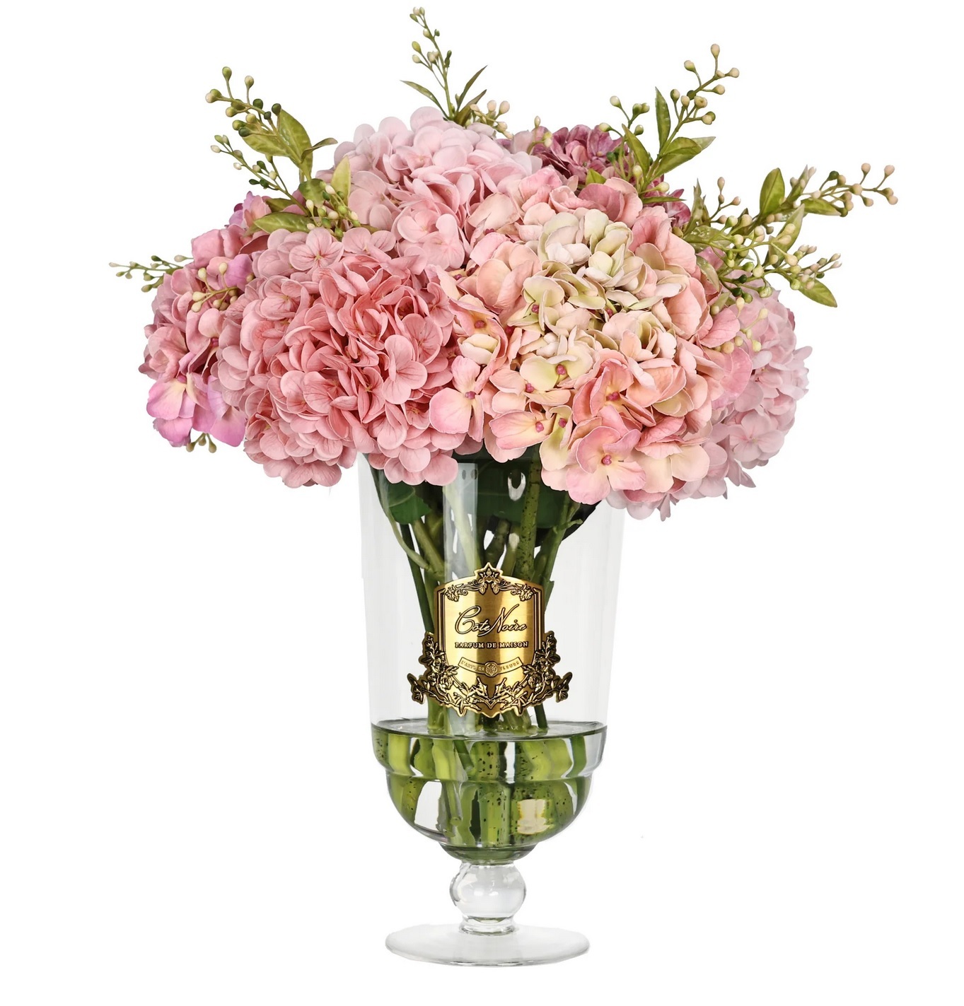 Grand summer hydrangeas Pink gold Букет гортензий, розовый, 2 спрея по 10 мл , золотой декор