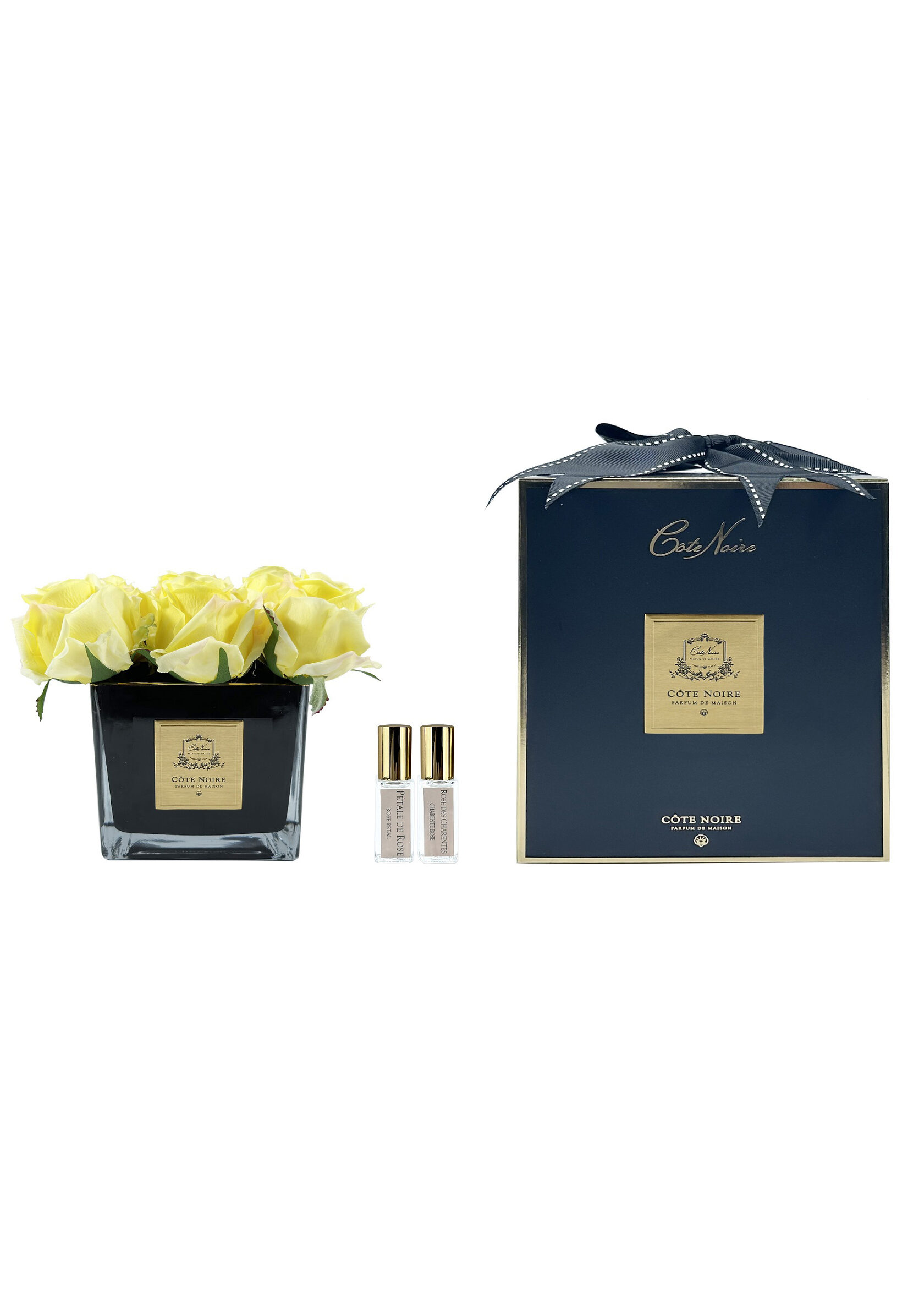SQUARE 9 ROSE yellow blackБукет 9 роз, цвет желтый, квадратная черная ваза