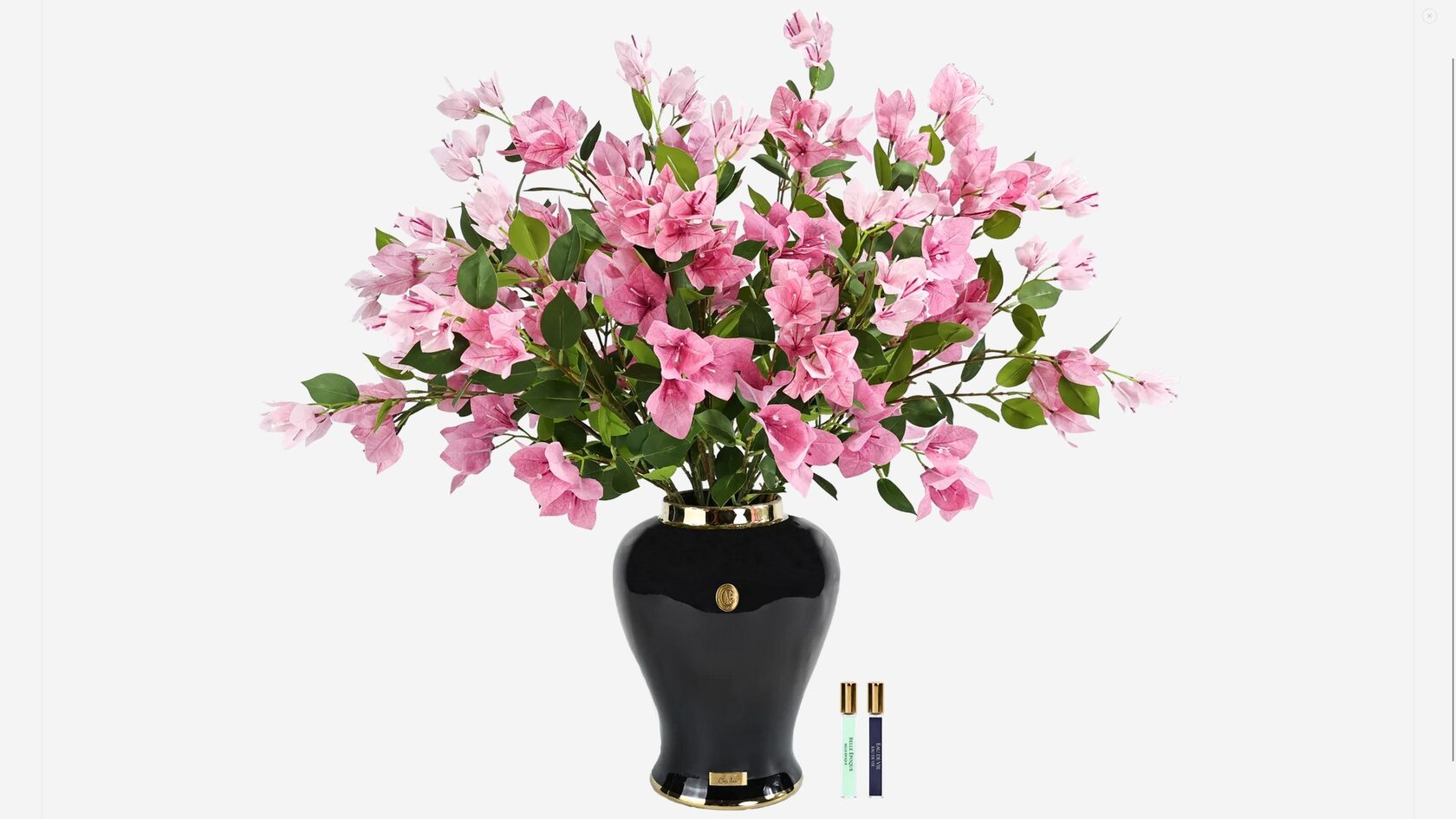 Букет буганвилла Cote Noire Imperial bougainvillea mixed pink, розовый, ваза синяя, 2 спрея п