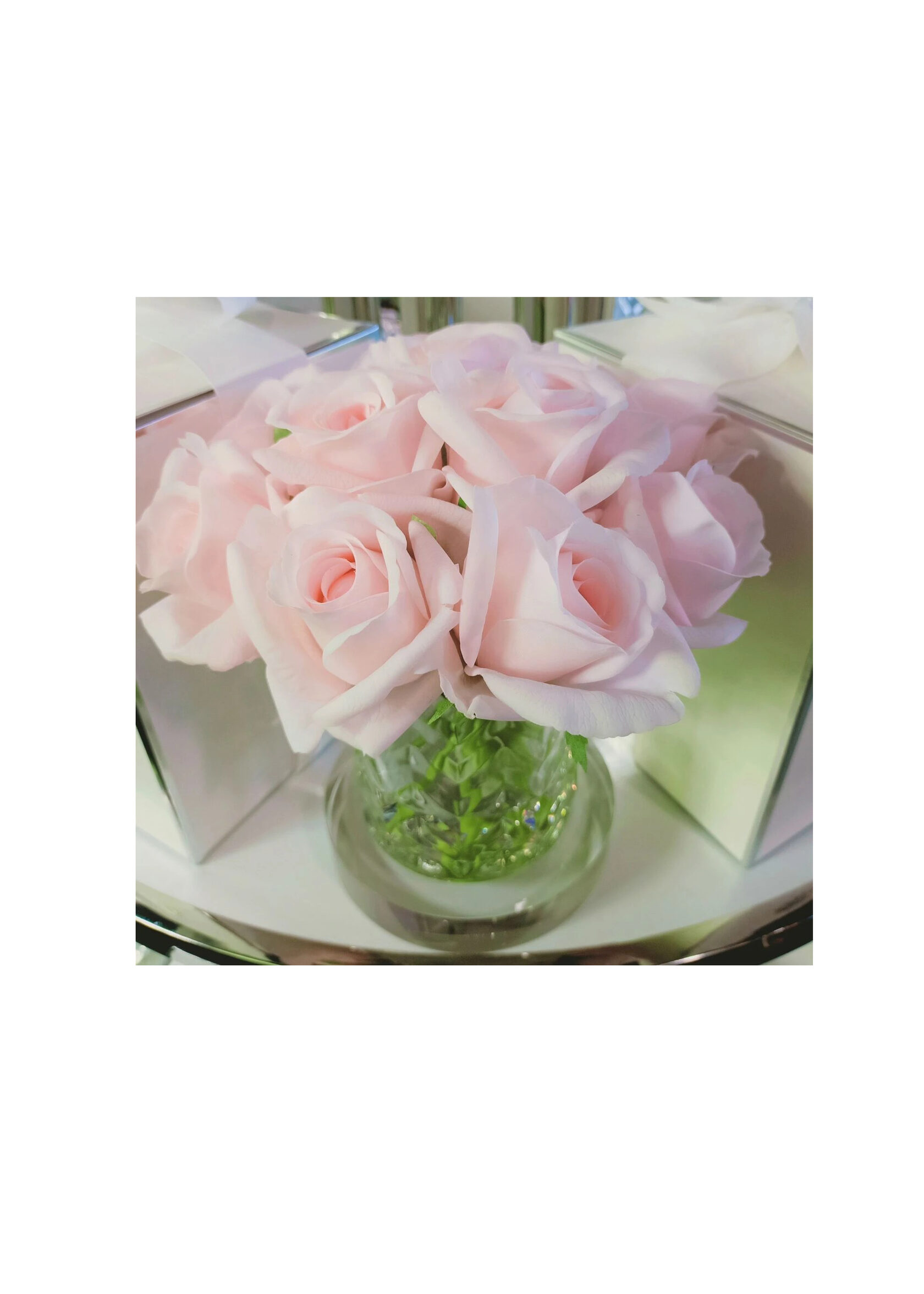HERRINGBONE CLEAR french pink Букет розы, розовый, ваза стекло рельеф "ёлочка"
