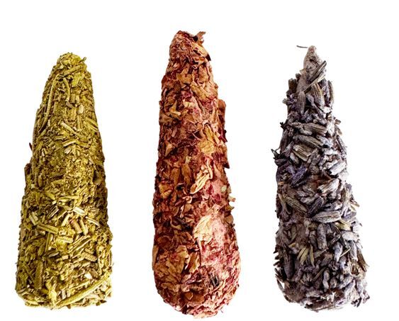 CONES D'INCENSE Конусы ароматические для зажигания набор 6 шт, лаванда, роза, розмарин, латунная под