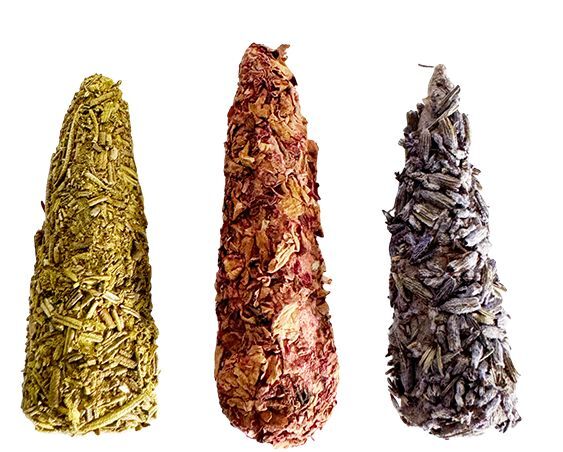 CONES D'INCENSE Конусы ароматические для зажигания набор 6 шт, лаванда, роза, розмарин, латунная под