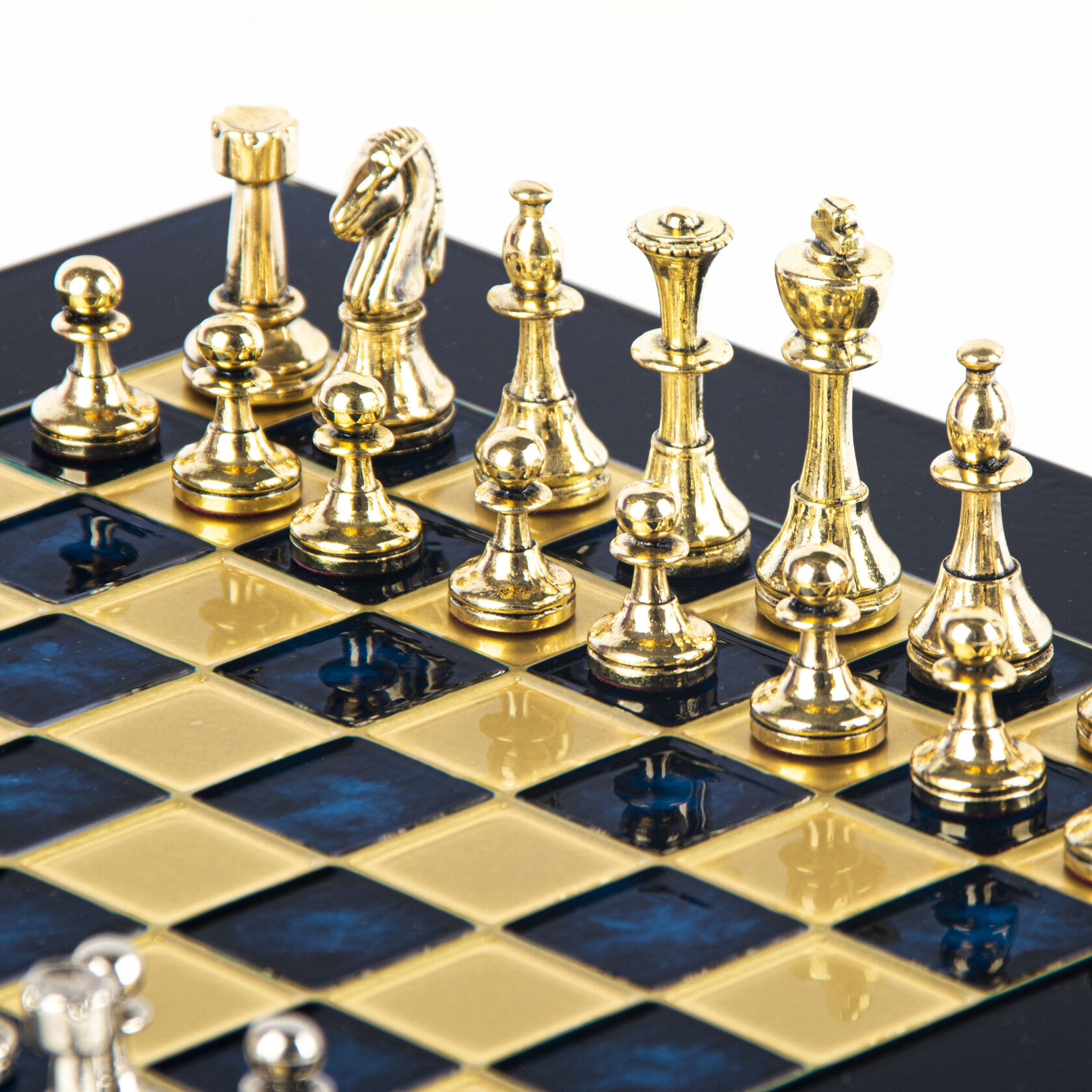 CLASSIC METAL CHESSШахматы классические, 28х28 см, золото с серебром, синий, металл