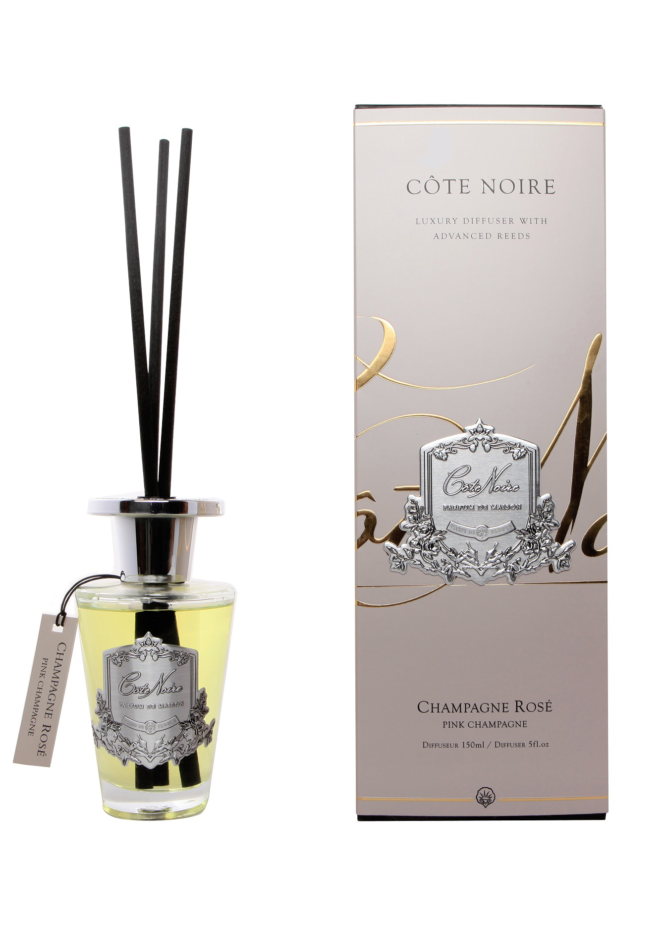 CHAMPAGNE ROSE Диффузор, серебряный декор, 150 мл, ВхШхД 30х10,5х10,5 см