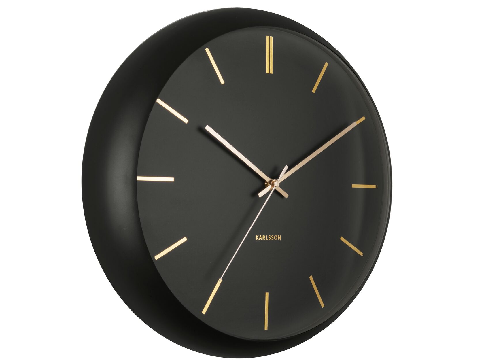 "Часы настенные Karlsson GLOBE black, черный, металл, стекло 40х40х12 см, бесшумный механизм, батар