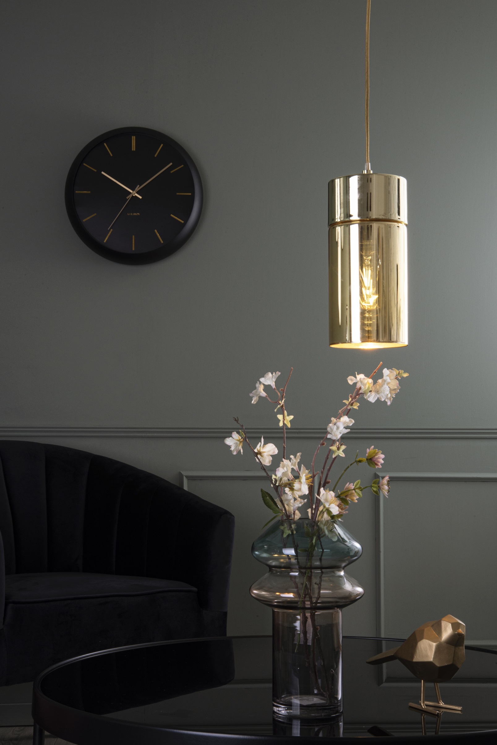 "Часы настенные Karlsson GLOBE black, черный, металл, стекло 40х40х12 см, бесшумный механизм, батар