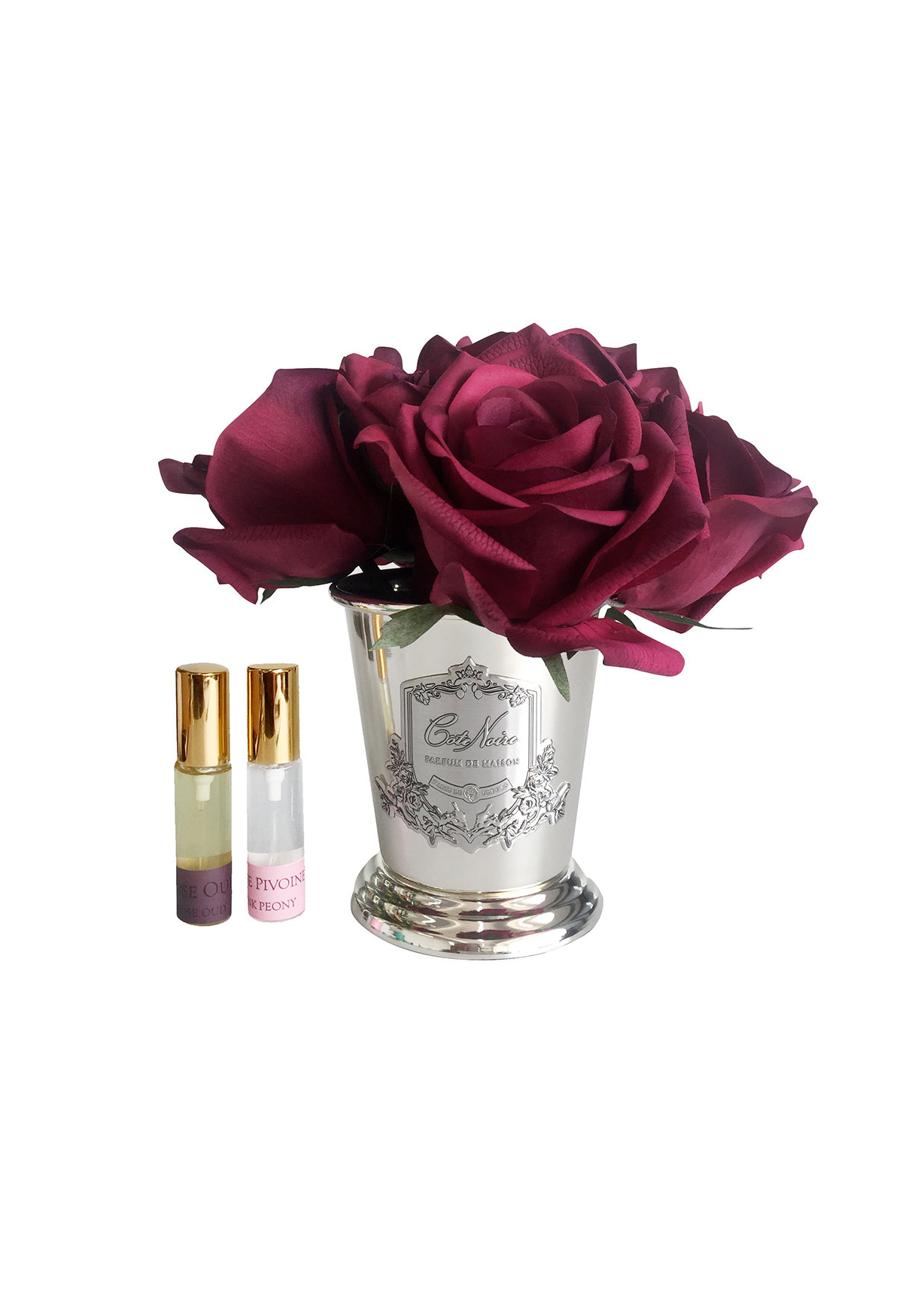 SEVEN ROSE Carmine red Букет роз цвет красный , ваза металл, 2 спрея ВхШхД 21х17х17 см