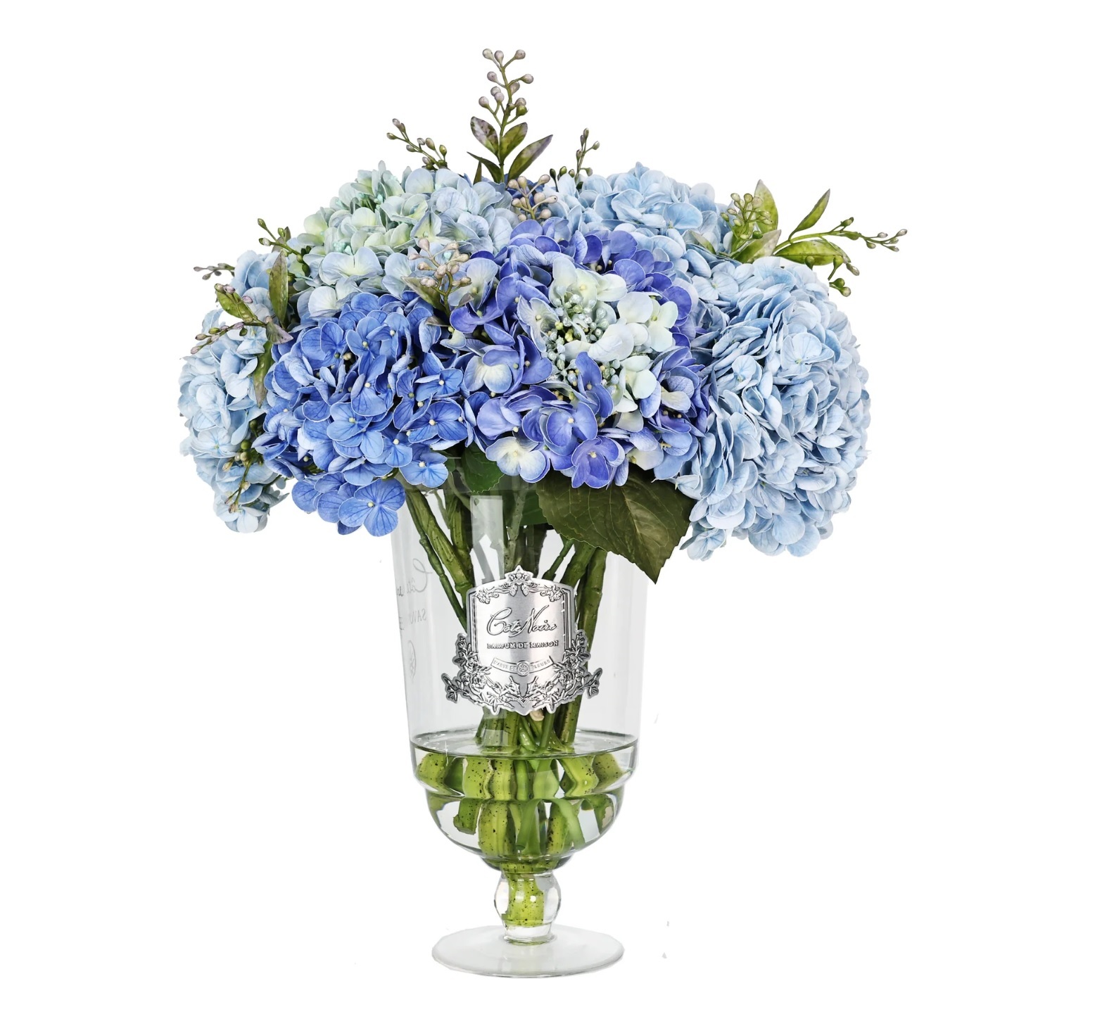 Grand Summer Hydrangeas Blue Букет гортензий, голубой, серебряный декор, 2 спрея по 5 мл