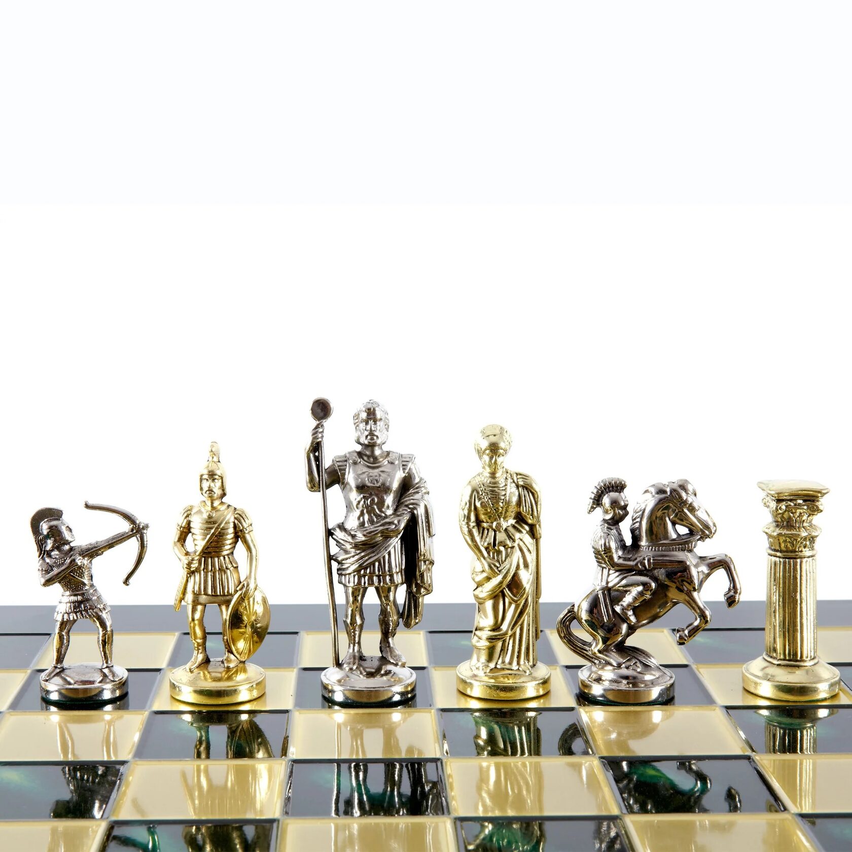 Luxury Archers ChessШахматы, лучники, зеленый, золото с серебром, 44х44 см, металл